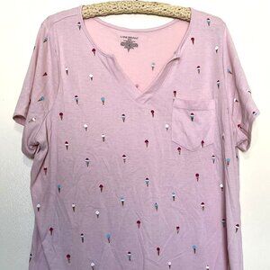 Lane Bryant Women’s Size 18/20 Pink Ice cream Cone Print Tee Stretch
